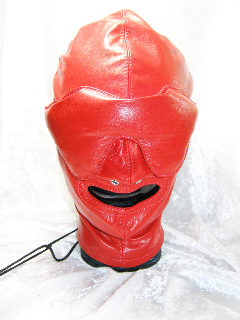 BDSM-Kopfhaube aus echtem Leder mit Augenmaske